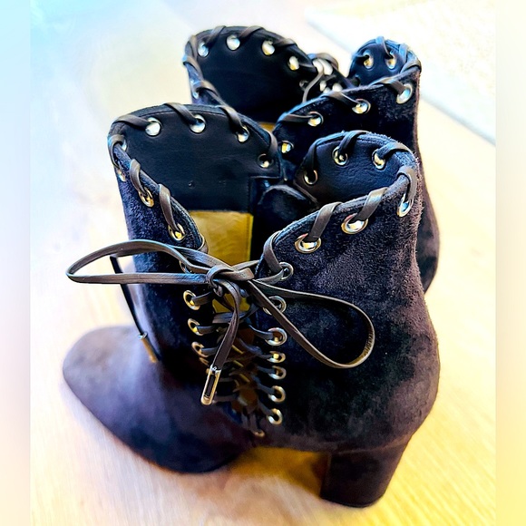 SALVATORE FERRAGAMO. Women’s Brown Suede Ankle Heeled Boots - Picture 3 of 6